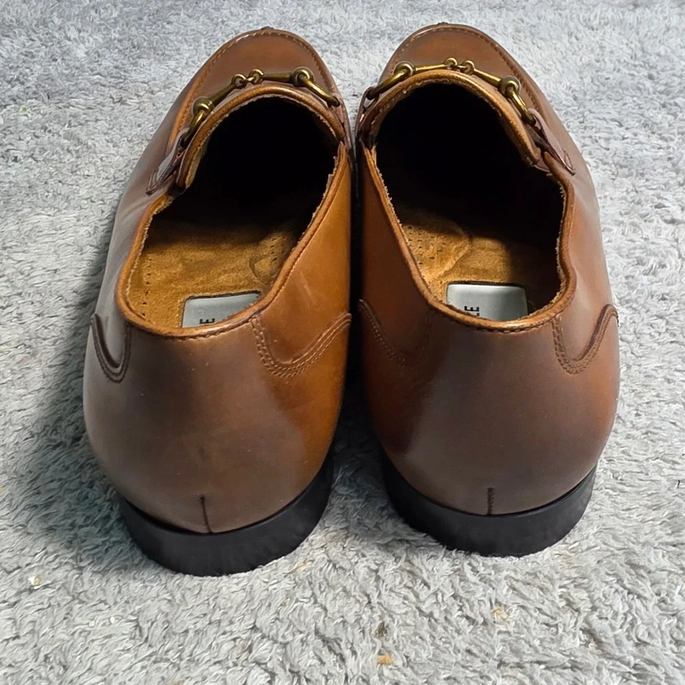 Kenneth Cole Loafer‎ Cognac Brown Leather Horse Bit Sleek Apron Toe Mens 11 NEW